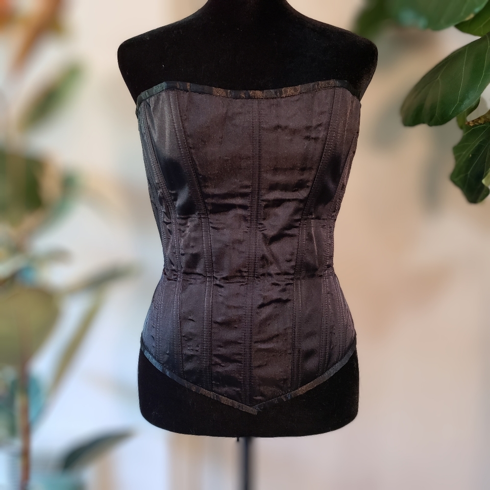 Black Satin Lace Up Corset